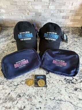 Ballerina Movie Promo Merch - Hats, Fanny Packs and Coins, 2 of Each